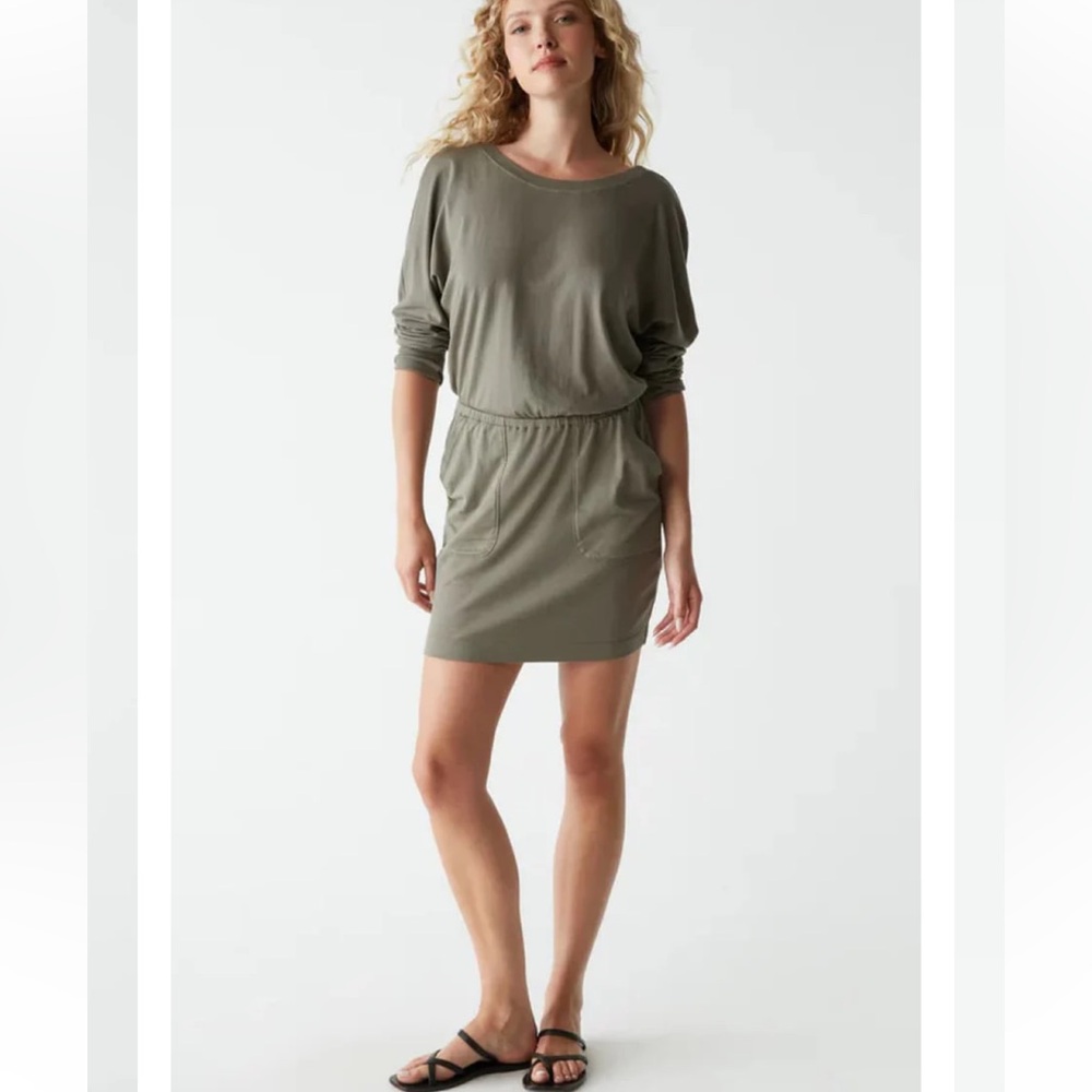 NWOT MICHAEL STARS Kerrigan on/off shoulder rib mix dress